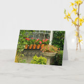 ゼラニウムのポットの挨拶状 カード (黄色い花)