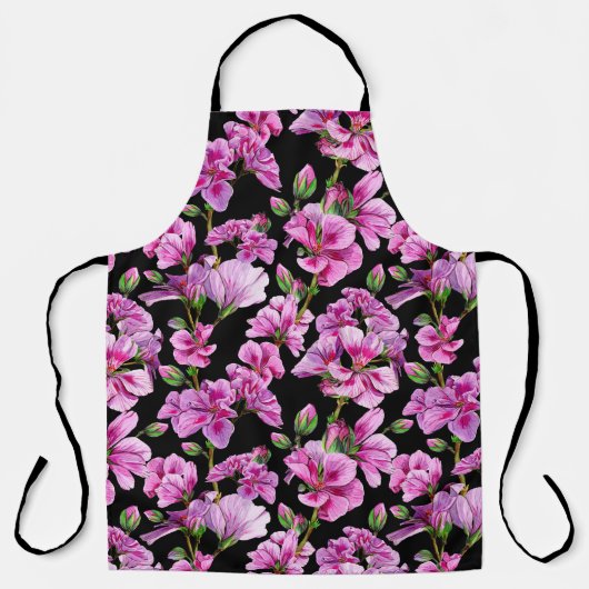 ゼラニウムの枝、水色のピンクの芽。 エプロン (正面)