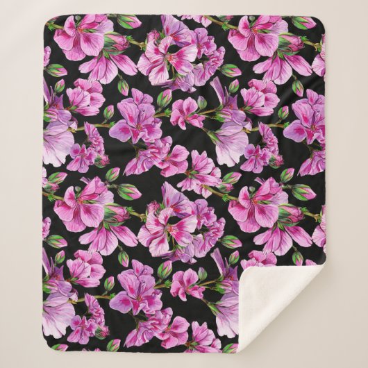 ゼラニウムの枝、水色のピンクの芽。 シェルパブランケット (正面)