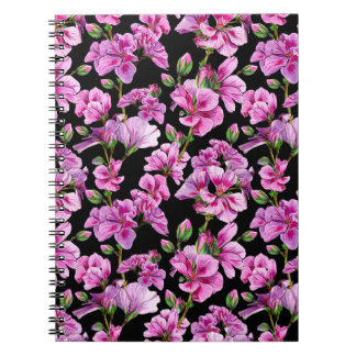 ゼラニウムの枝、水色のピンクの芽。 ノートブック