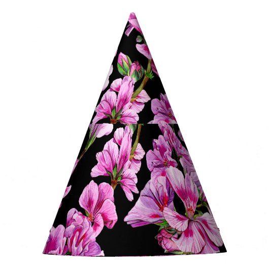 ゼラニウムの枝、水色のピンクの芽。 パーティーハット (正面)