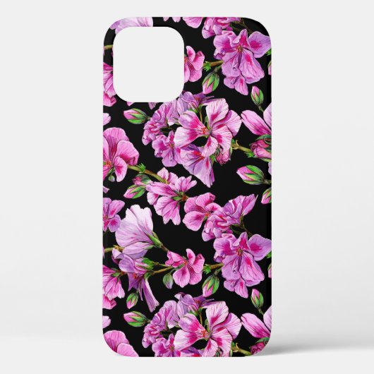 ゼラニウムの枝、水色のピンクの芽。 Case-Mate iPhoneケース (裏面)