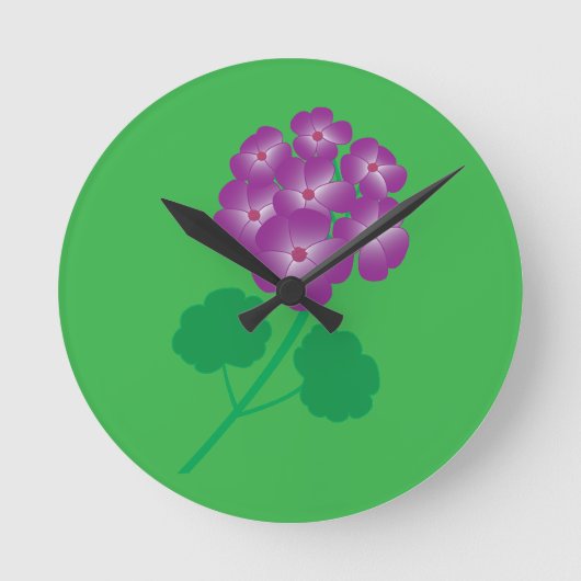 ゼラニウムの花 ラウンド壁時計 (正面)