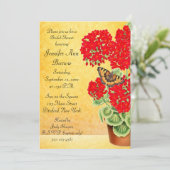 ゼラニウムの蝶によってはブライダルシャワーの招待が開花します 招待状 (スタンド正面)