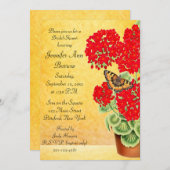 ゼラニウムの蝶によってはブライダルシャワーの招待が開花します 招待状 (正面/裏面)