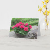 ゼラニウムの誕生日の願いのプランター カード (黄色い花)