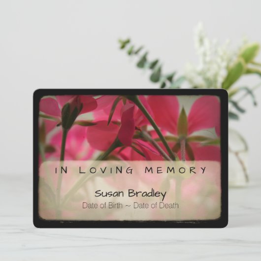 ゼラニウムヴィンテージメモリアル悔やみや弔慰サンキュー6 招待状 (スタンド正面)