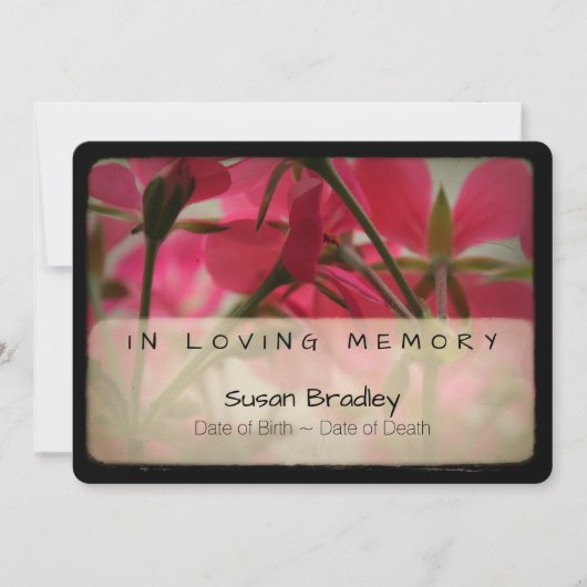 ゼラニウムヴィンテージメモリアル悔やみや弔慰サンキュー6 招待状 (正面)