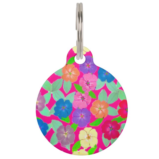 ゼラニウム花キーリング ペット　ネームタグ (正面)