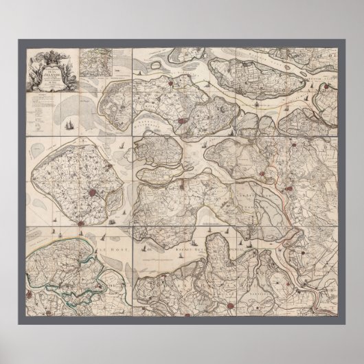 ゼランドの地図、オランダ(1748) ポスター (正面)