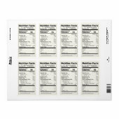 ゼリーの栄養ファクトラベルの半分ピントサイズの瓶 ラベル (フルシート)