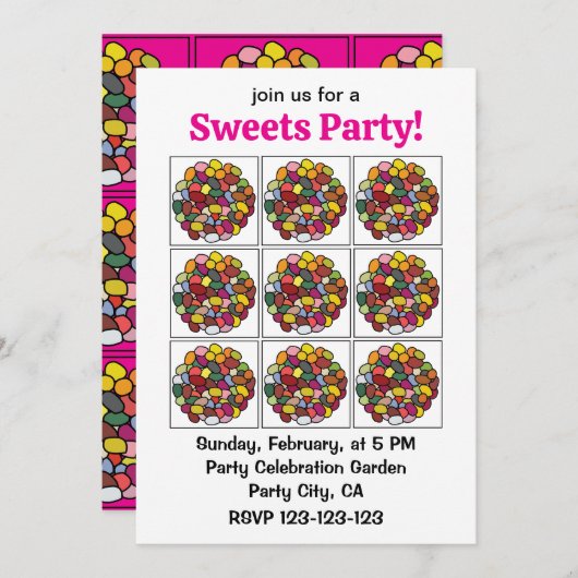 ゼリーカラフル豆 招待状 (正面/裏面)