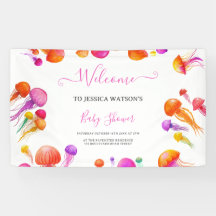 ゼリーフィッシュピンクイエローグラデーションパステルベビーシャワー