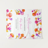 ゼリーフィッシュ ピンク イエロー グラデーション パステル ベイビー シャワー タペストリー (正面(横))