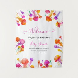 ゼリーフィッシュ ピンク イエロー グラデーション パステル ベイビー シャワー タペストリー