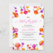 ゼリーフィッシュ ピンク イエロー グラデーション パステル ベイビー シャワー 招待状 (正面)