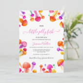 ゼリーフィッシュ ピンク イエロー グラデーション パステル ベイビー シャワー 招待状 (スタンド正面)