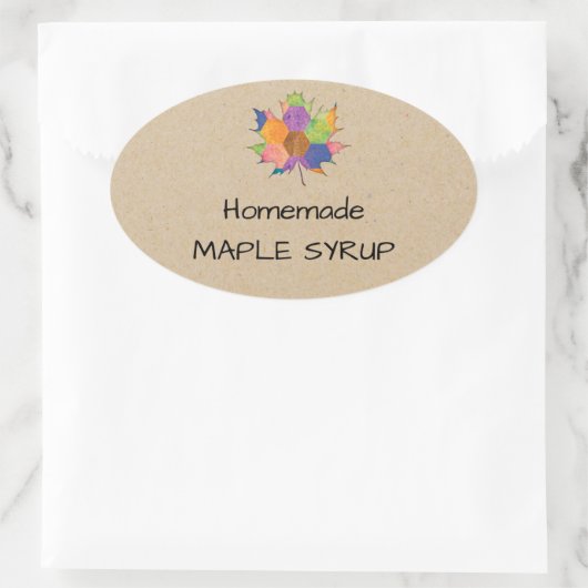 ゼリー瓶自家製メープルシロップのシール 楕円形シール (バッグ)