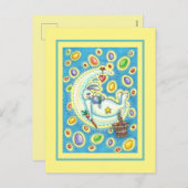 ゼリー豆の夢、眠い復活祭バニー月に シーズンポストカード (正面/裏面)