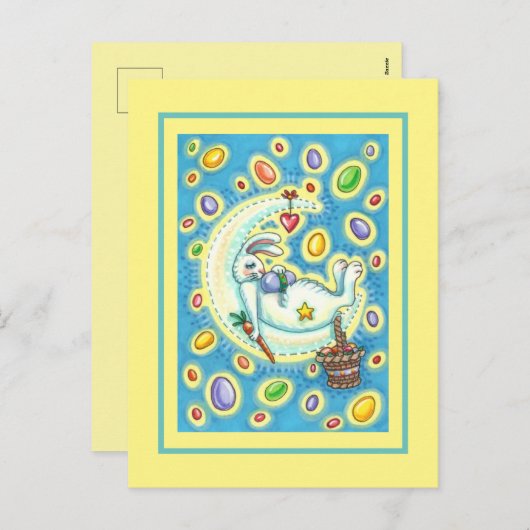 ゼリー豆の夢、眠い復活祭バニー月に シーズンポストカード (正面/裏面)