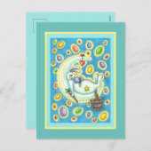 ゼリー豆の夢、眠い復活祭バニー月に シーズンポストカード (正面/裏面)