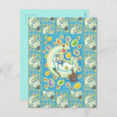 ゼリー豆の夢、眠い復活祭バニー月に シーズンポストカード (正面/裏面)