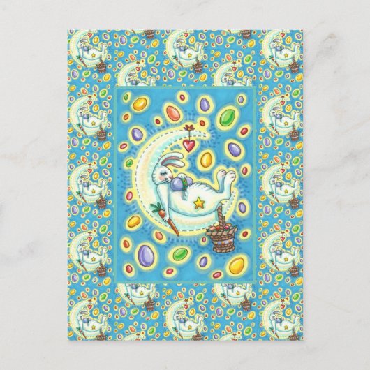 ゼリー豆の夢、眠い復活祭バニー月に シーズンポストカード (正面)
