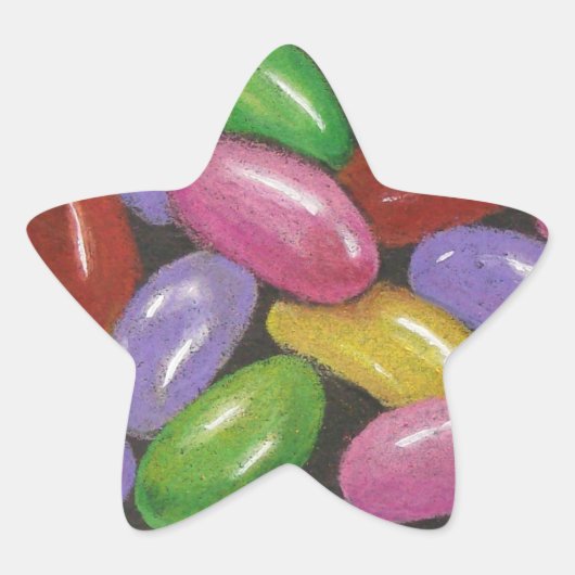 ゼリー豆の色鉛筆:現実主義アート 星シール (正面)