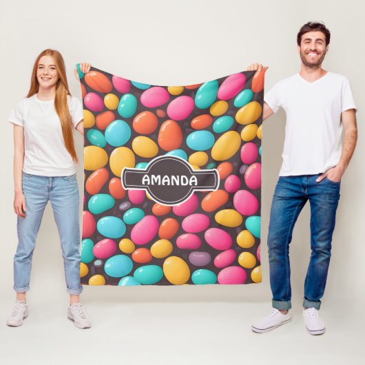ゼリー豆モザイクカラフルパタパーソナライズされたーン フリースブランケット (インサイチュ)