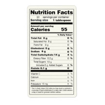 ゼリー食品栄養ファクトラベルのPintサイズ瓶