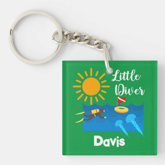 ゼリー魚付きリトルダイバー – アクリルキーチェーン キーホルダー (正面)