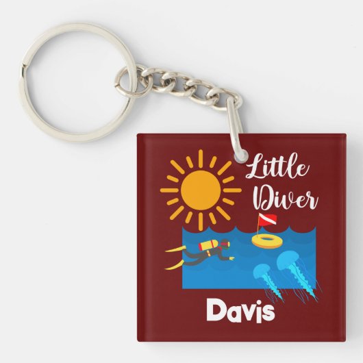 ゼリー魚付きリトルダイバー – アクリルキーチェーン キーホルダー (正面)