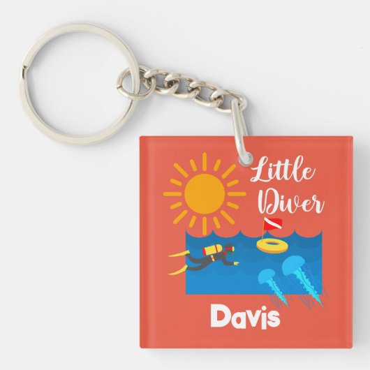 ゼリー魚付きリトルダイバー – アクリルキーチェーン キーホルダー (正面)