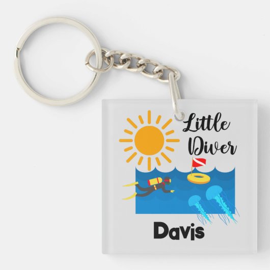 ゼリー魚付きリトルダイバー – アクリルキーチェーン キーホルダー (正面)