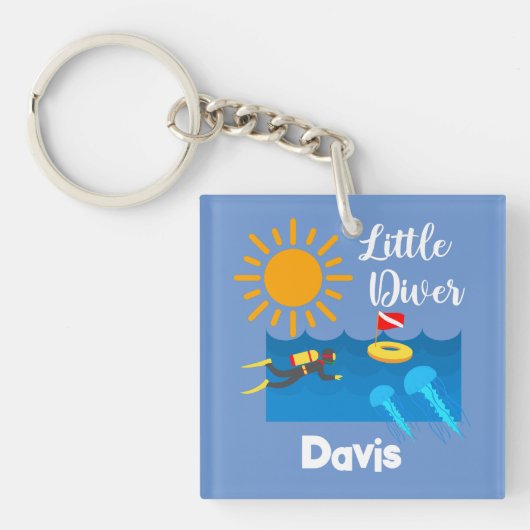 ゼリー魚付きリトルダイバー – アクリルキーチェーン キーホルダー (正面)