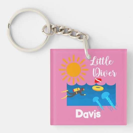 ゼリー魚付きリトルダイバー – アクリルキーチェーン キーホルダー (正面)