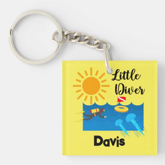 ゼリー魚付きリトルダイバー – アクリルキーチェーン キーホルダー (正面)