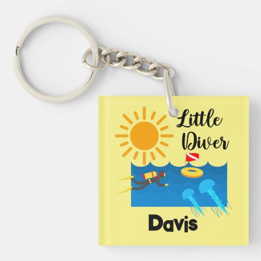 ゼリー魚付きリトルダイバー – アクリルキーチェーン キーホルダー (正面)