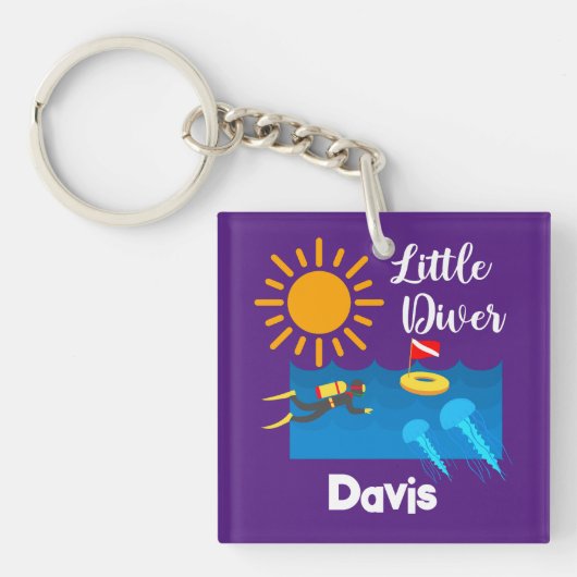 ゼリー魚付きリトルダイバー – アクリルキーチェーン キーホルダー (正面)