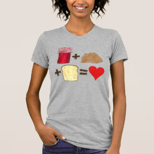 ゼリー+ピーナッツバター+パン=ラブハート Tシャツ