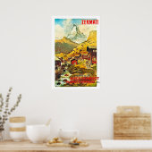 ゼルマット、山のピーク、スイス、夏のヴィンテージ ポスター (キッチン)