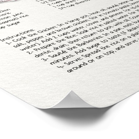 ゼレスクポロウォーターカラーイラストレーション | ペルシャ料理 ポスター (角)