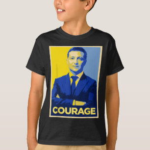 ゼレンスキー大統領の勇気 – レトロスタンドUkra Tシャツ