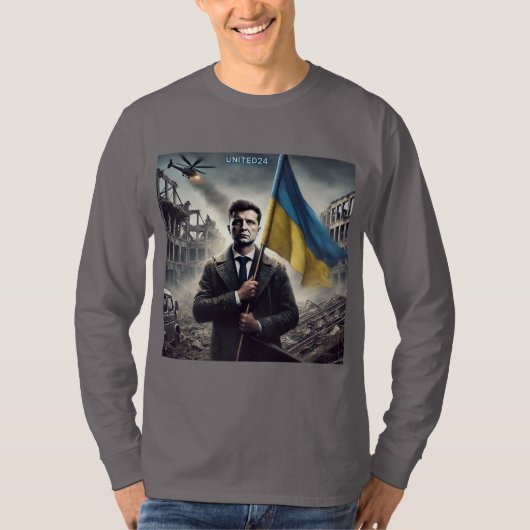 ゼレンスキー ウクライナ支援 メンズTシャツ Tシャツ (正面)