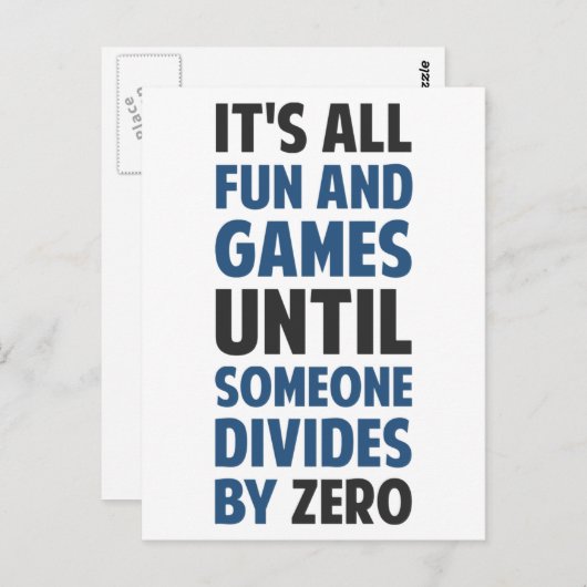 ゼロで割ることはゲームではない ポストカード (正面/裏面)