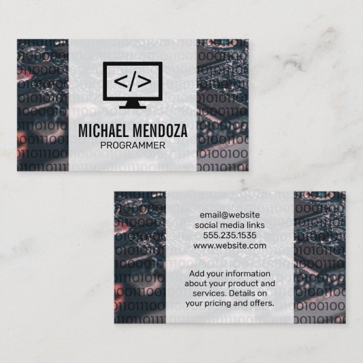 ゼロと1のコーディング | CPU回路基板 名刺 (正面/裏面)
