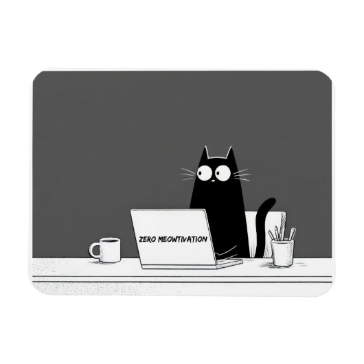 ゼロねこティベーション - 楽しい怠惰な仕事の漫画 マグネット (横)