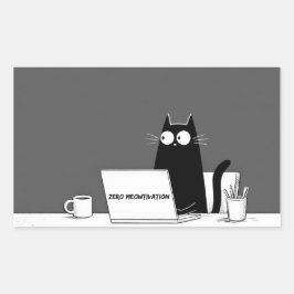 ゼロねこティベーション - 楽しい 怠惰な仕事の漫画 長方形シール