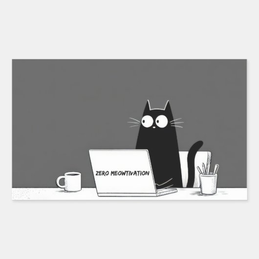 ゼロねこティベーション - 楽しい 怠惰な仕事の漫画 長方形シール (正面)