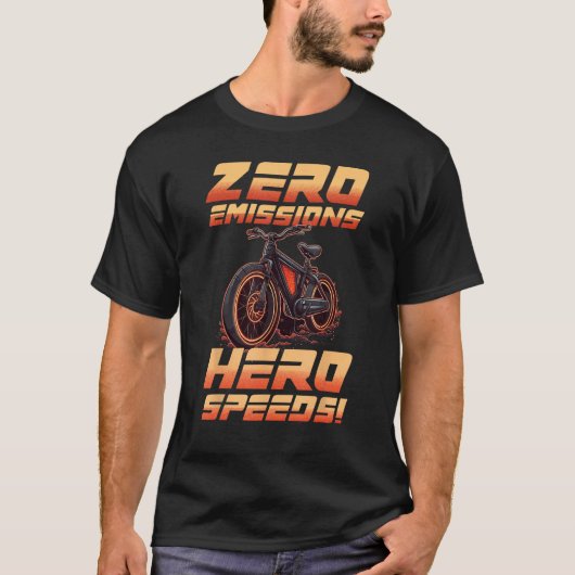 ゼロエミッションヒーロー速度Eバイク電気サイクリング Tシャツ (正面)